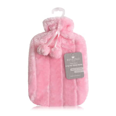 Revitale Luxury Cosy Faux Fur Pom Pom Hot Water Bottle - 2 Litre (Baby Pink) - FoxMart™️ - Revitale